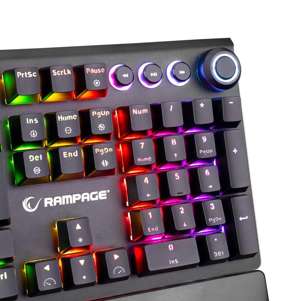 KB-R92 THUNDER Siyah USB Bilek Destekli Blue Switch Full RGB Q Gaming Oyuncu Mekanik Klavye - Rampage