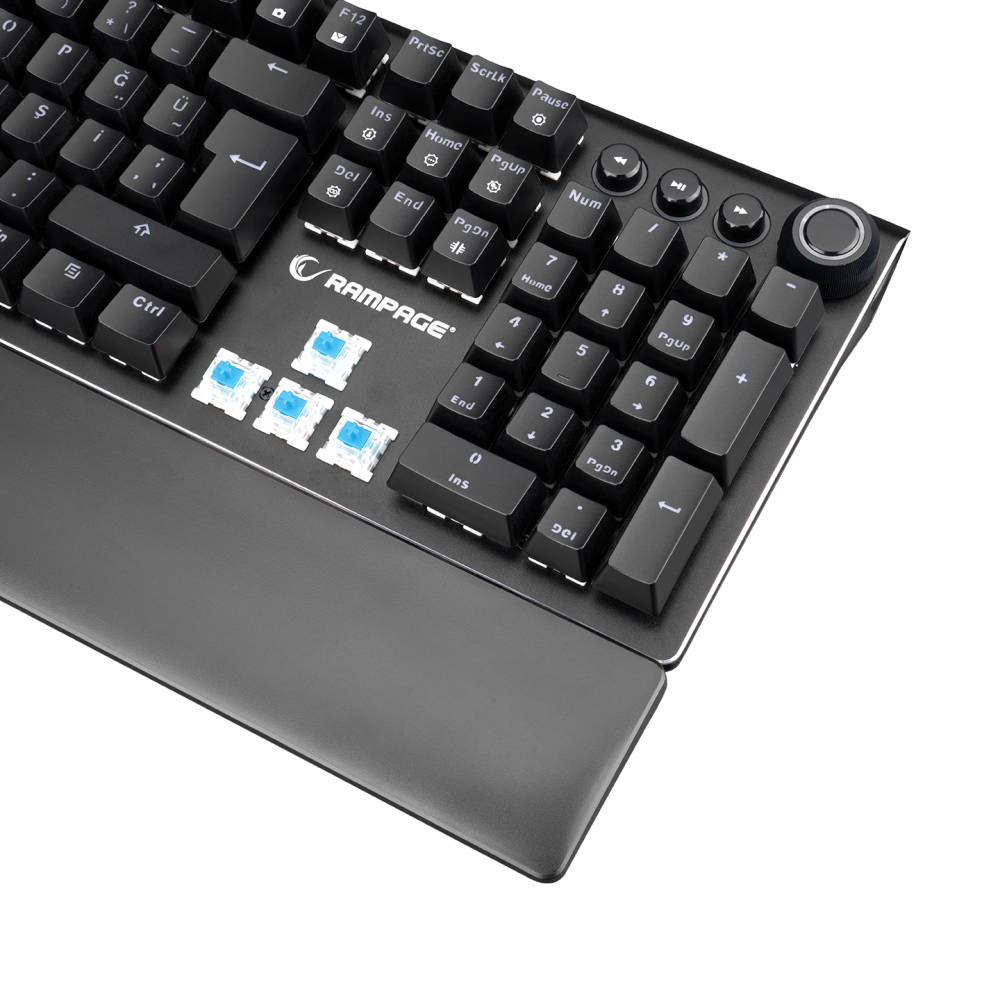 KB-R92 THUNDER Siyah USB Bilek Destekli Blue Switch Full RGB Q Gaming Oyuncu Mekanik Klavye - Rampage