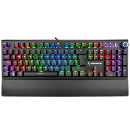 KB-R92 THUNDER Siyah USB Bilek Destekli Red Switch Full RGB Q Gaming Oyuncu Mekanik Klavye - Rampage