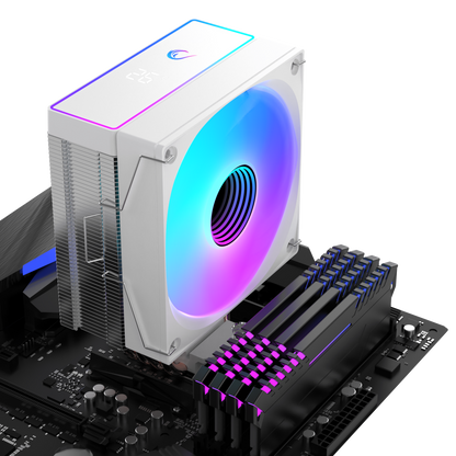 Octagon B70 63CFM 12cm ARGB Sıcaklık Göstergeli AM5/LGA1700 Uyumlu Hava Soğutmalı CPU Fan-Beyaz