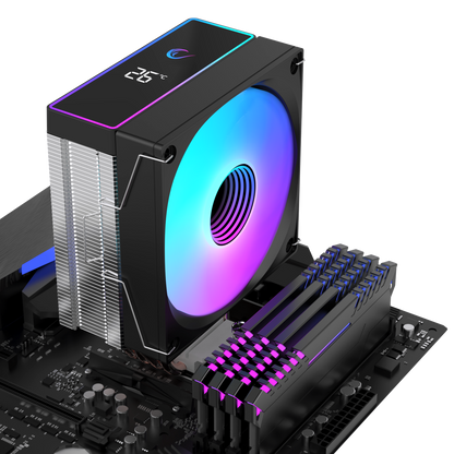 Octagon B70 63CFM 12cm ARGB Temperature Display AM5/LGA1700 Compatible Air Cooled CPU Fan-Black 