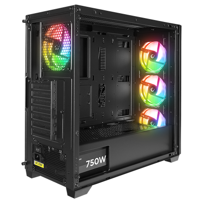 ELYSIAN MESH 750W 80 Plus Bronze Temperli Camlı Mid-T Siyah Oyuncu Kasası