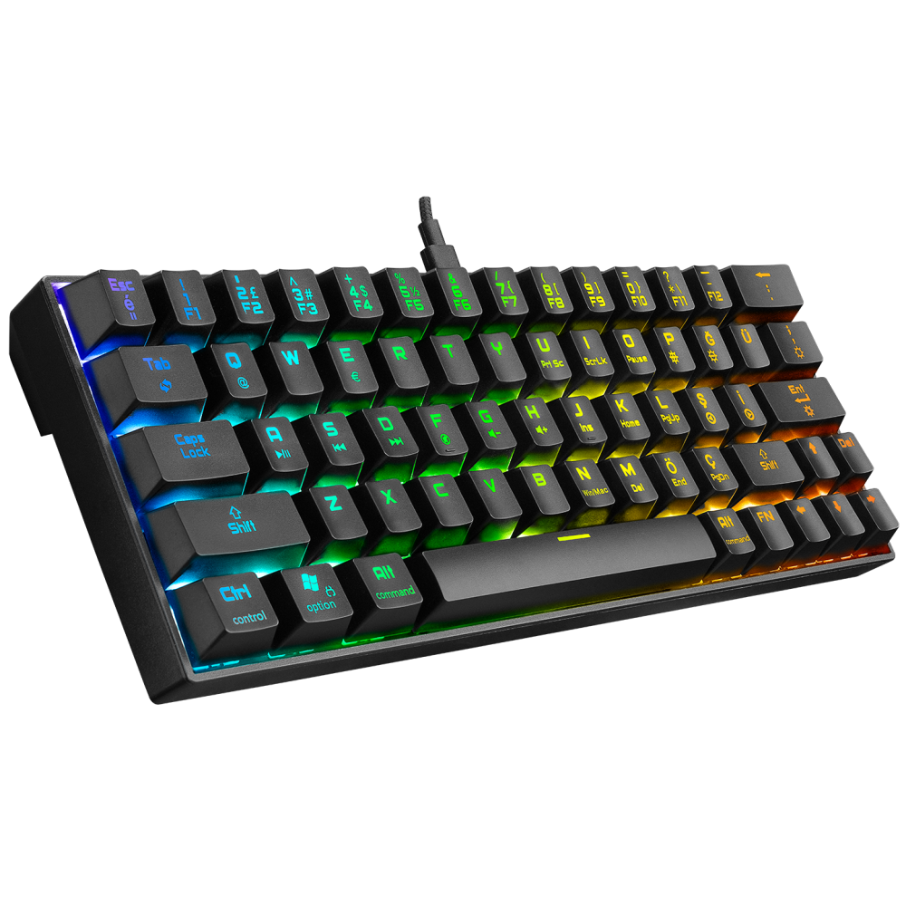 KB-RX63 ATOM Siyah Type-C Brown Switch Q 63 Tuşlu US Layout Mini Gaming Oyuncu Klavyesi - Rampage