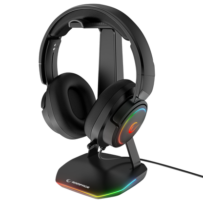 TOWER T14 Kulaklık İçin Stand RGB Işıklı 2*Usb Port Siyah - Rampage