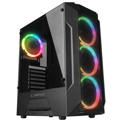 FUSION 650W 80+ BRONZE 4*12cm Rainbow Temperli Camlı ATX Mid-T Gaming Oyuncu Kasası - Rampage