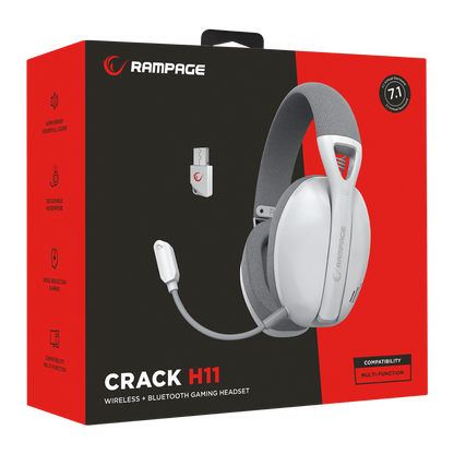 CRACK H11 - Beyaz Kablosuz Type-C Oyuncu Kulaklığı - Rampage