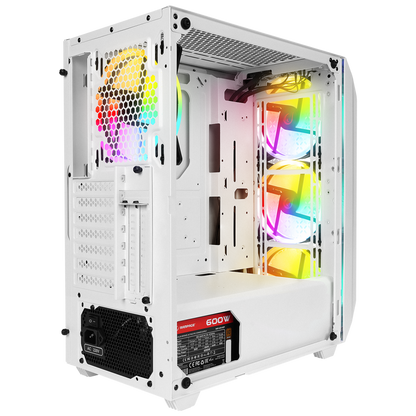 ZUKO 600W 80+ BRONZE Beyaz Metal Panel Temper Camlı Oyuncu Kasası