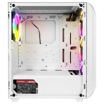 ZUKO 600W 80+ BRONZE Beyaz Metal Panel Temper Camlı Oyuncu Kasası