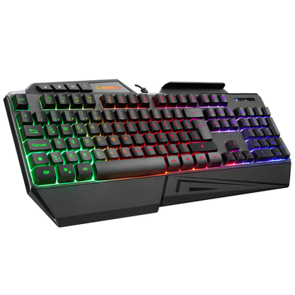 KB-R22 LETHO Multimedia Rainbow Backlight Telefon Standlı Membrane Gaming Oyuncu Klavye - Rampage