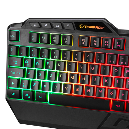 KB-R22 LETHO Multimedia Rainbow Backlight Telefon Standlı Membrane Gaming Oyuncu Klavye - Rampage