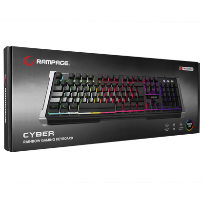 KB-R21 CYBER Siyah USB Rainbow Backlight Membrane Gaming Oyuncu Klavye - Rampage
