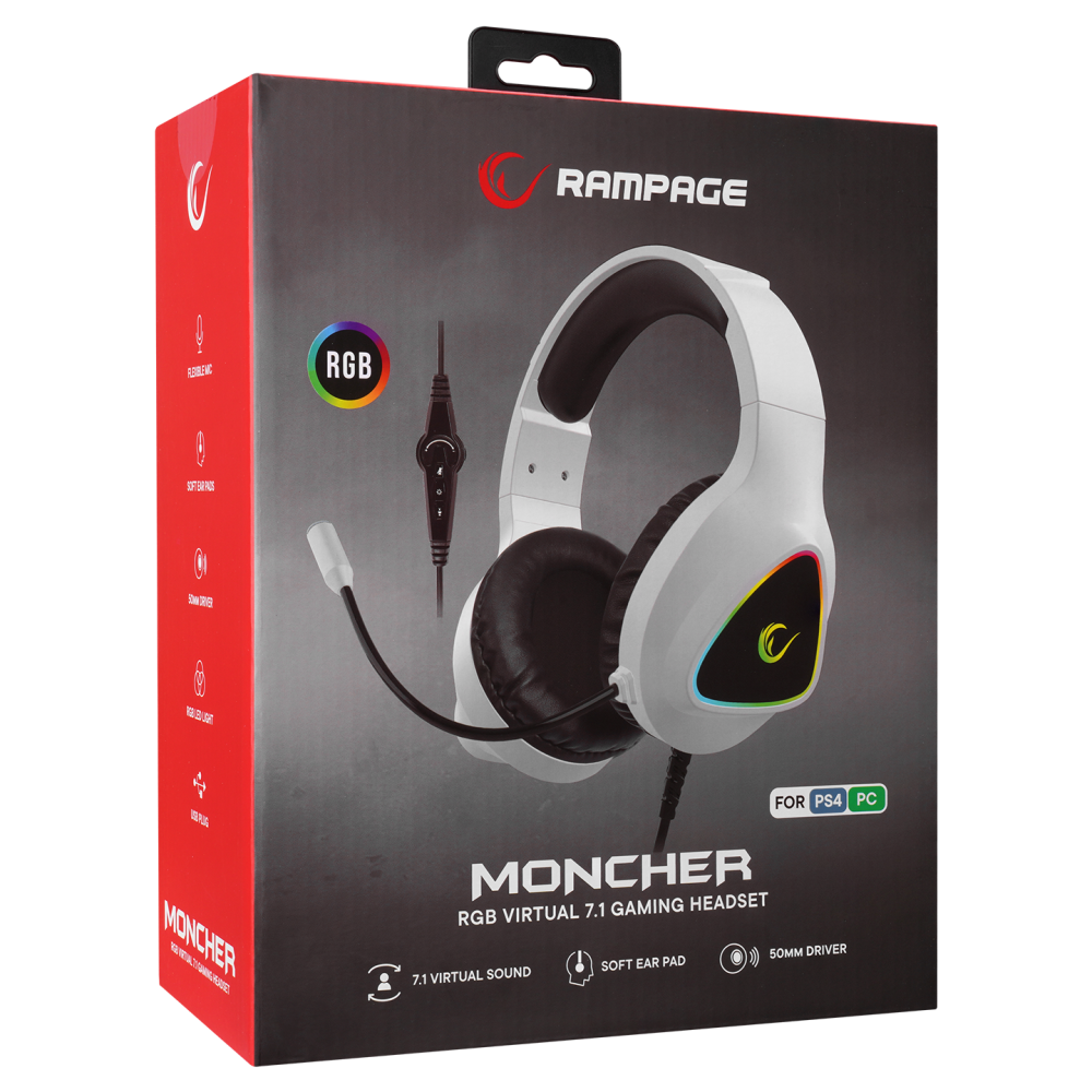 M7 MONCHER RGB 7.1 Oyuncu Kulaklığı - Beyaz