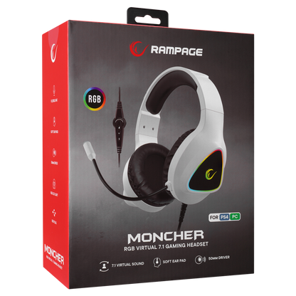 M7 MONCHER RGB 7.1 Oyuncu Kulaklığı - Beyaz
