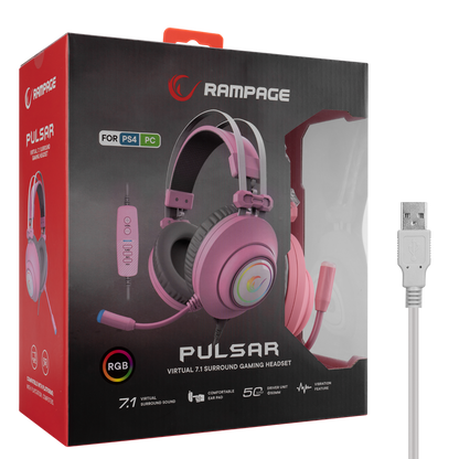 RM-K1 PULSAR RGB 7.1 Oyuncu Kulaklığı - Pembe - Rampage