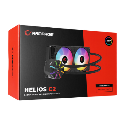 HELIOS C2 Siyah 68CFM 1800RPM Rainbow AMD AM5/INTEL LGA1700 240mm Sıvı Soğutmalı CPU Fan