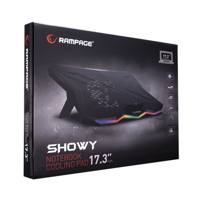 AD-RC8 SHOWY Siyah 180mm Fan 15-17 RGB Işıklı Notebook Soğutucu Stand - Rampage