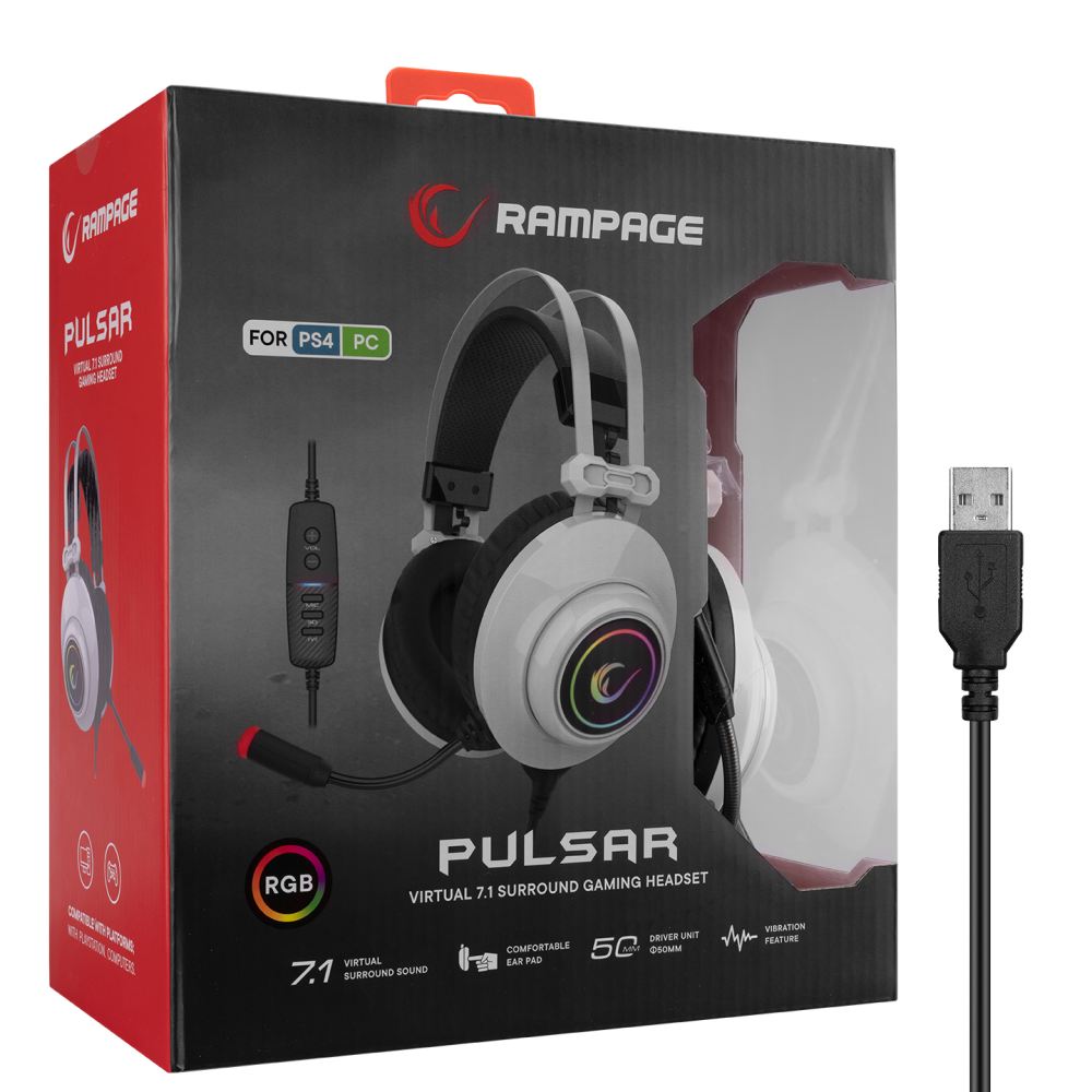 RM-K1 PULSAR RGB 7.1 Oyuncu Kulaklığı - Beyaz