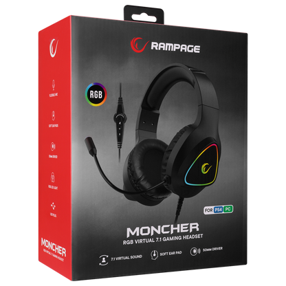 M7 MONCHER RGB 7.1 Oyuncu Kulaklığı - Siyah - Rampage