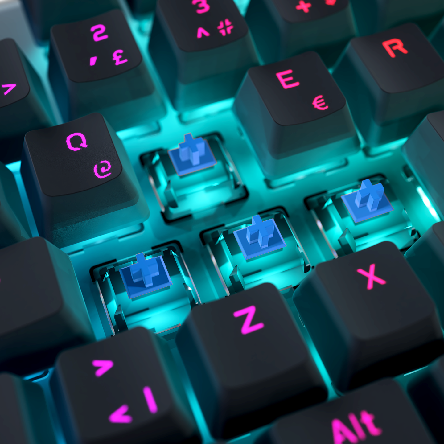 Carbon Siyah RGB Q Bilek Destekli Blue Switch Gaming Oyuncu Klavyesi