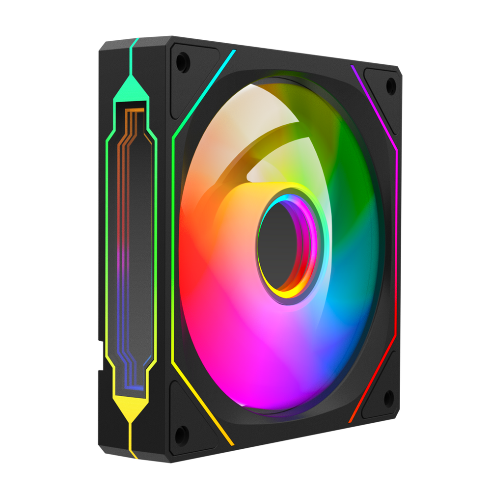 7C-120S 120*120*25mm Double Ring Aynalı ARGB Siyah Kasa Fanı – Rampage