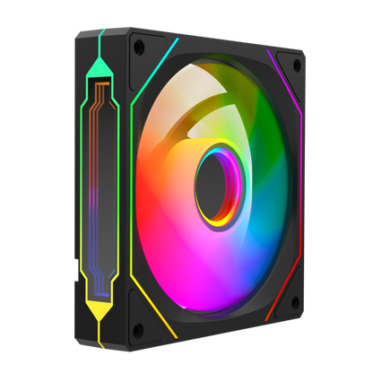 7C-120S 120*120*25mm Double Ring Aynalı ARGB Siyah Kasa Fanı - Rampage