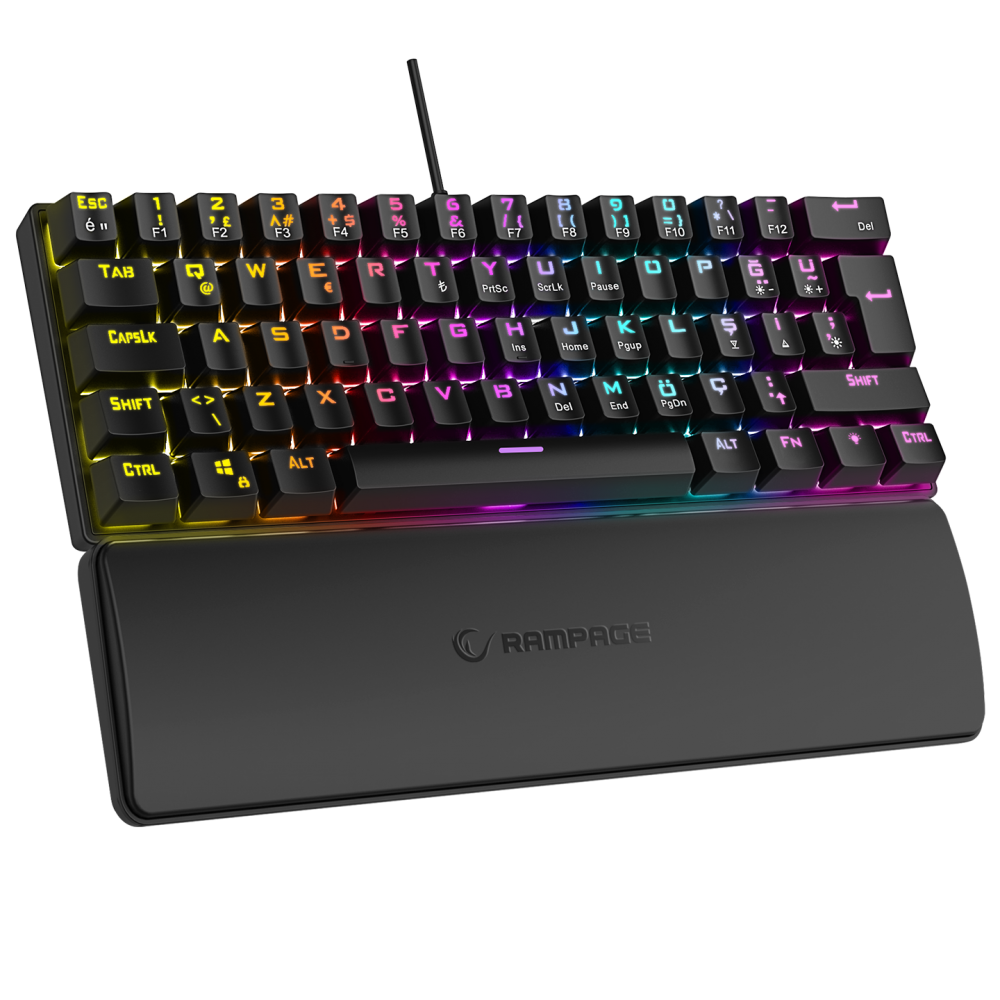 PLOWER K60 Siyah Bilek Destekli Red Switch Gaming Oyuncu Klavye - Rampage