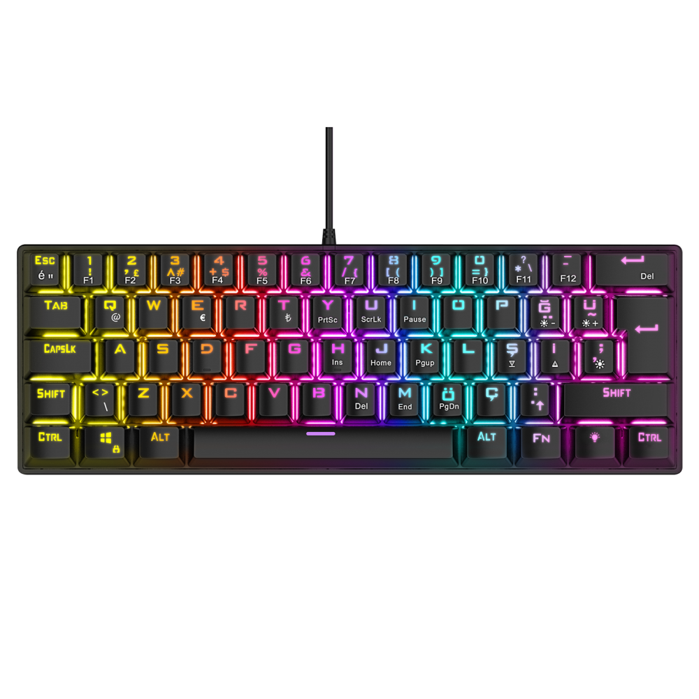 PLOWER K60 Siyah Bilek Destekli Red Switch Gaming Oyuncu Klavye - Rampage