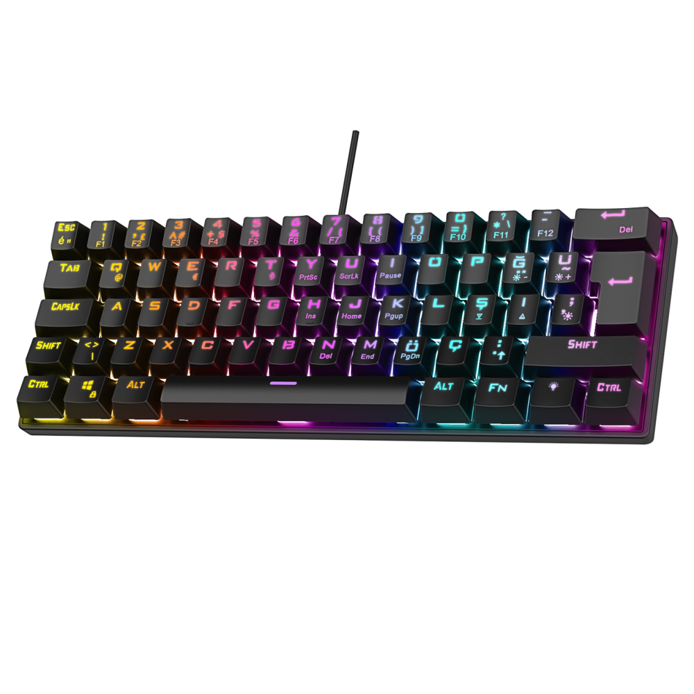 PLOWER K60 Siyah Bilek Destekli Red Switch Gaming Oyuncu Klavye - Rampage