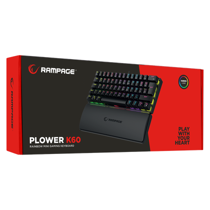 PLOWER K60 Siyah Bilek Destekli Red Switch Gaming Oyuncu Klavye - Rampage