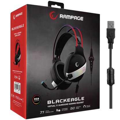 RM-K37 BLACK EAGLE RGB 7.1 Oyuncu Kulaklığı - Rampage