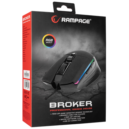 SMX-52 BROKER Usb Siyah RGB Işıklı 7200 dpi Gaming Oyuncu Mouse