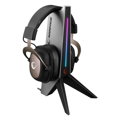 RM-H20 Gri RGB Işıklı 2*Usb Port Gaming Kulaklık Stand - Rampage