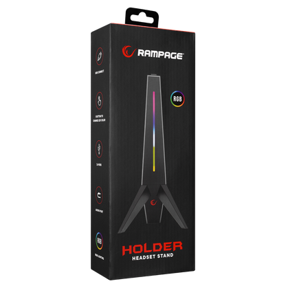 RM-H20 Gri RGB Işıklı 2*Usb Port Gaming Kulaklık Stand - Rampage