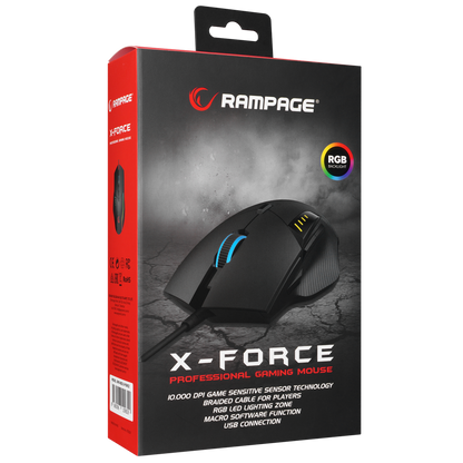 SMX-R83 X-FORCE Usb Siyah 10000 dpi RGB Aydınlatmalı Gaming Oyuncu Mouse - Rampage