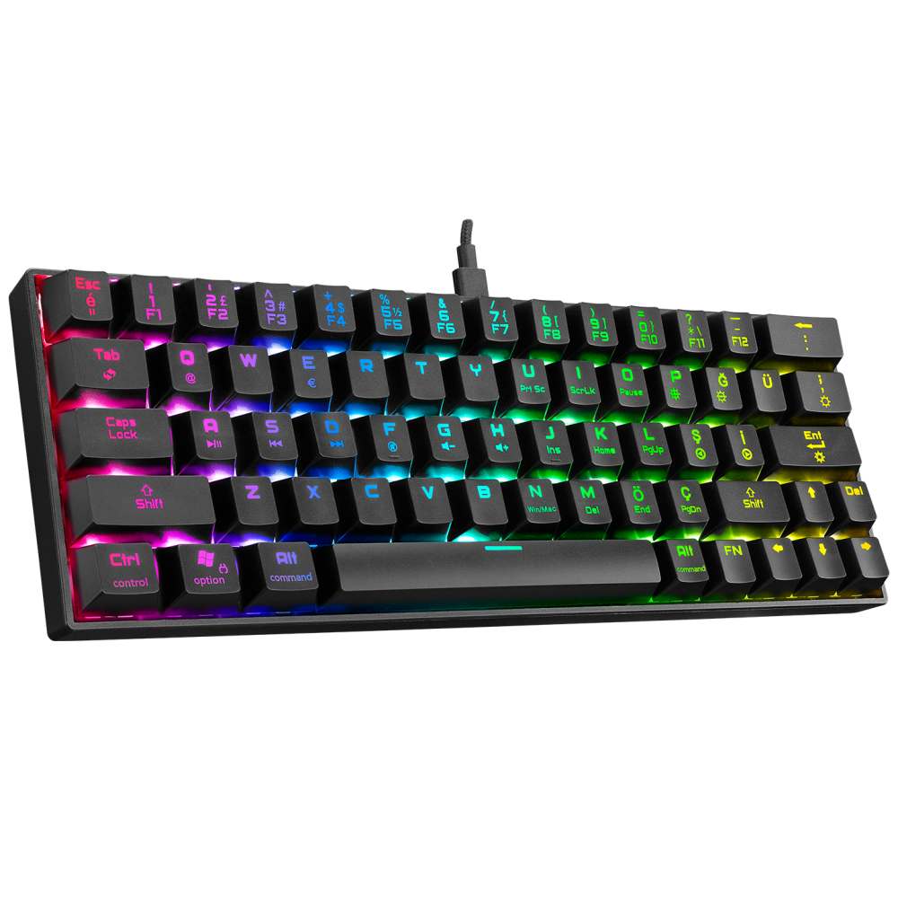 KB-RX63 ATOM Siyah Type-C Blue Switch Q 63 Tuşlu US Layout Mini Gaming Oyuncu Klavyesi - Rampage