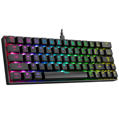 KB-RX63 ATOM Siyah Type-C Blue Switch Q 63 Tuşlu US Layout Mini Gaming Oyuncu Klavyesi - Rampage