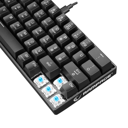 KB-RX63 ATOM Siyah Type-C Blue Switch Q 63 Tuşlu US Layout Mini Gaming Oyuncu Klavyesi - Rampage