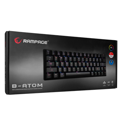 KB-RX63 B-ATOM Siyah Bluetooth Blue Switch Q 63 Tuşlu US Layout Mini Gaming Oyuncu Klavyesi - Rampage
