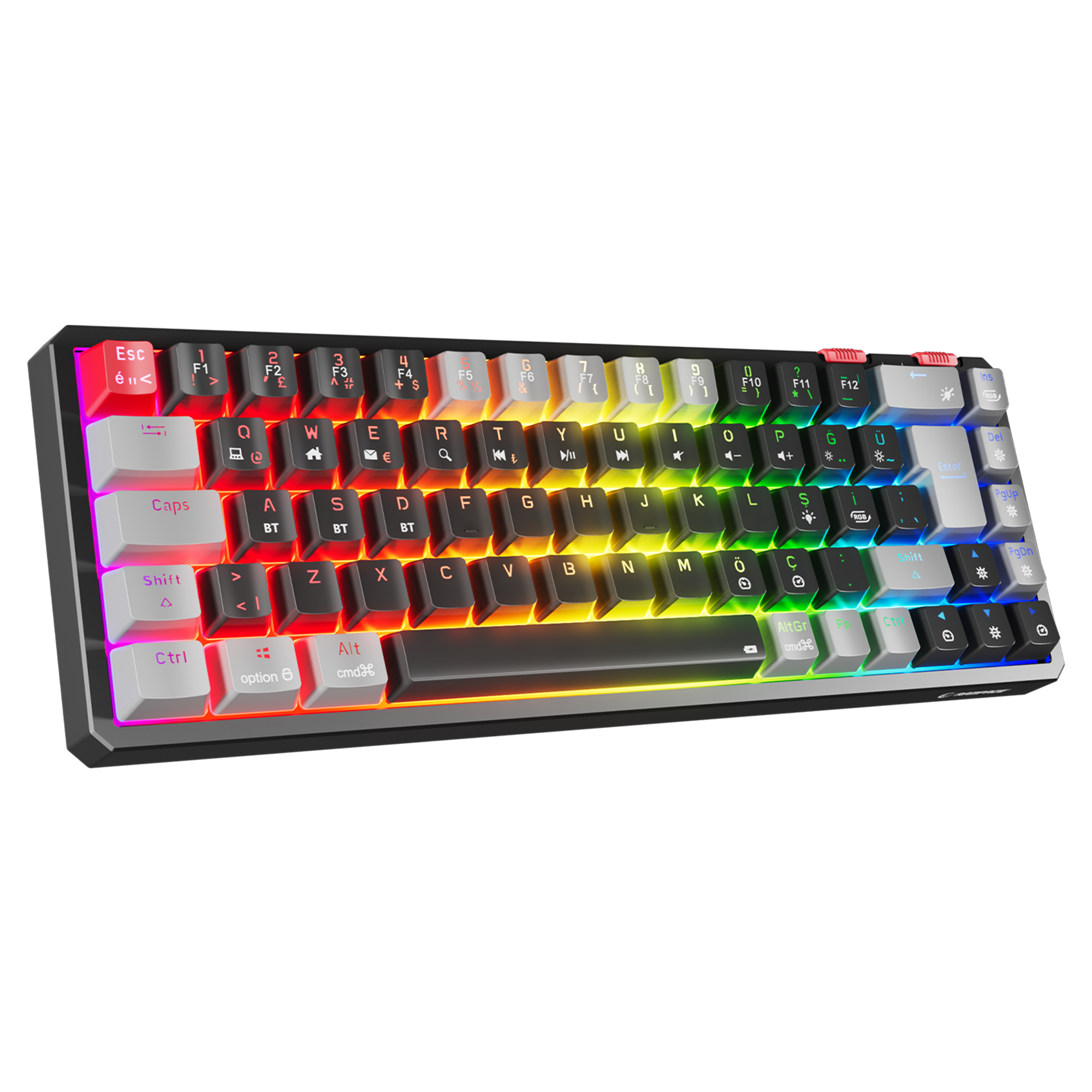 Yoru Mini Pro RGB Outemu Red Switch Mekanik Kablosuz Oyuncu Klavyesi-Siyah/Gri