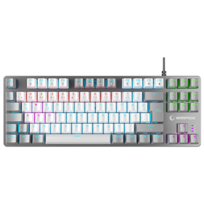 Rainbow TKL Blue Switch Mekanik Oyuncu Klavye -Beyaz/Gri