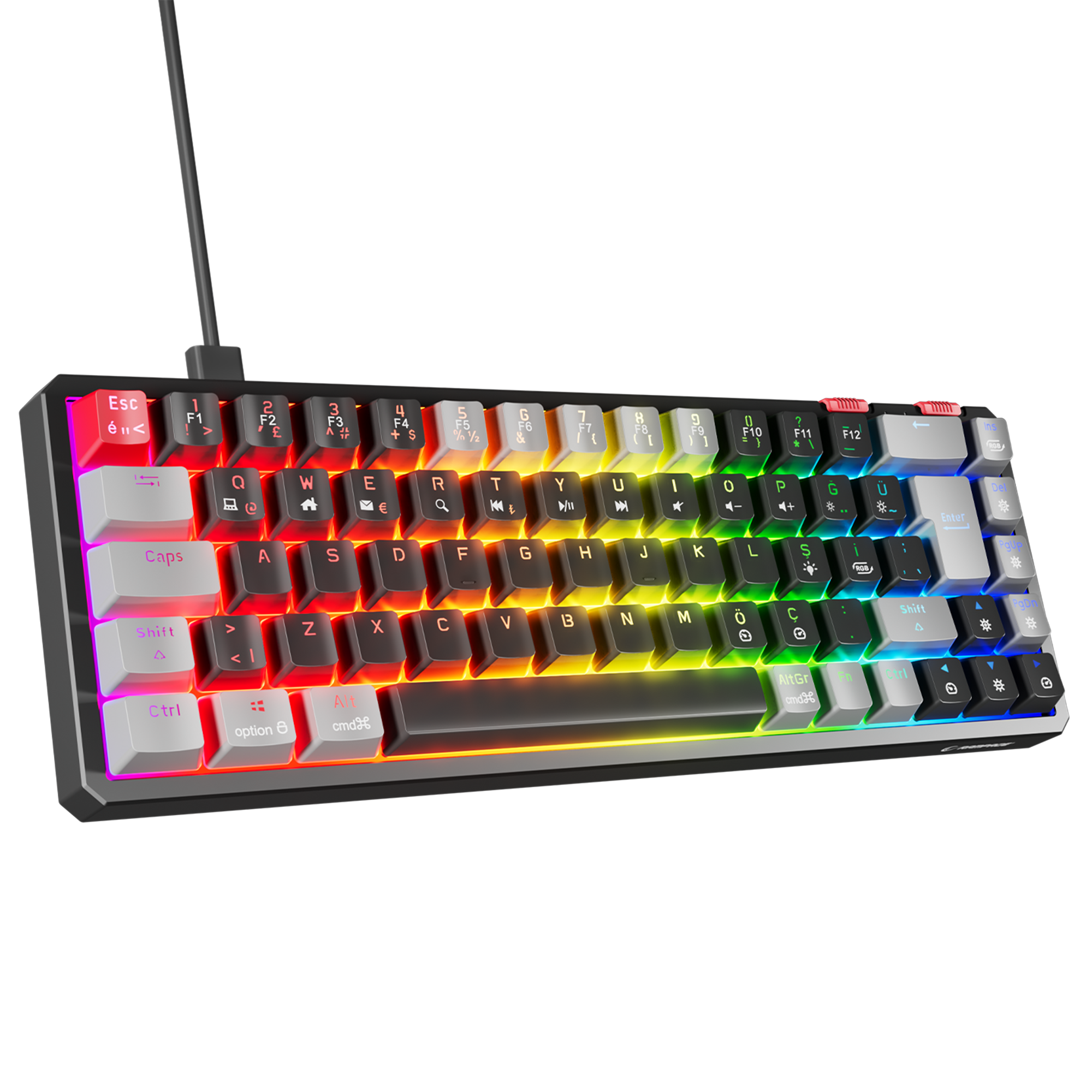 Yoru Mini RGB Outemu Red Switch Mekanik Oyuncu Klavyesi-Siyah/Gri