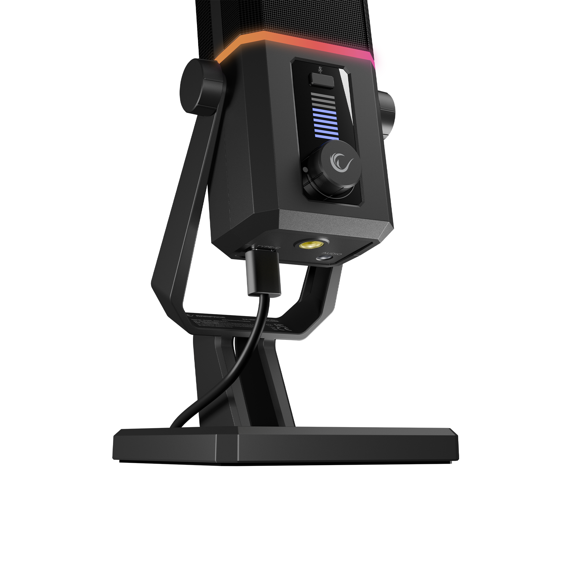 Reeページ Ra-Mp75 Cyclone RGB Ses Göstergeli Masaüstü Mikrofon-Siyah – Rampage