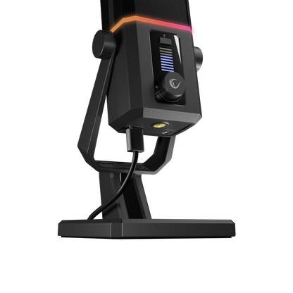 Ra-Mp75 Cyclone RGB Desktop Microphone with Volume Indicator - Black