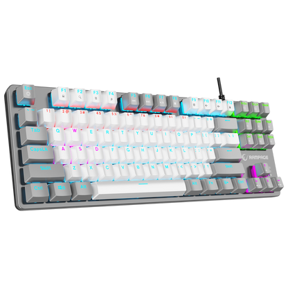Snug K14 Rainbow TKL Blue Switch US Layout English Mekanik Oyuncu Klavyesi- Beyaz/Gri