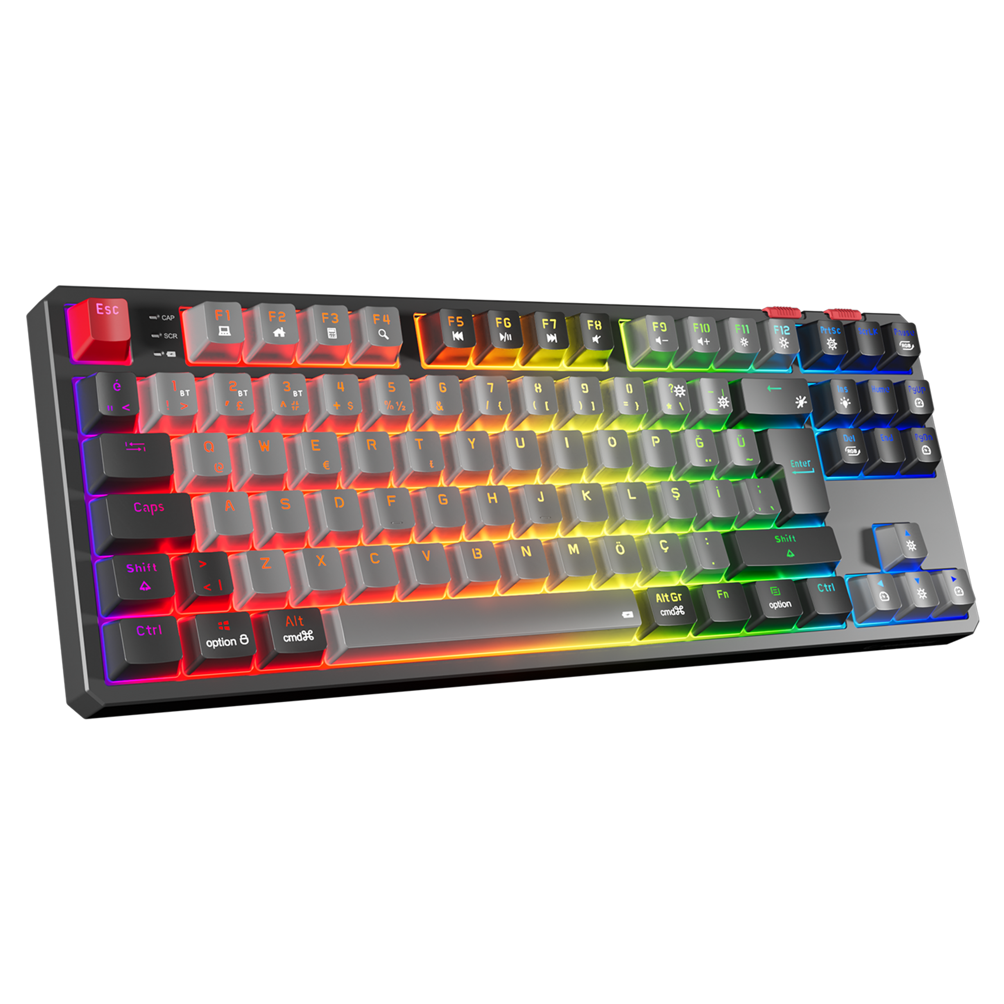 Yoru TKL Pro RGB Outemu Red Switch Mekanik Kablosuz Oyuncu Klavyesi-Gri/Siyah