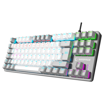 Rainbow TKL Blue Switch Mekanik Oyuncu Klavye -Beyaz/Gri
