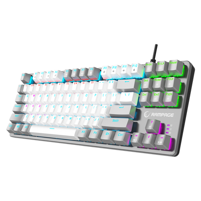 Snug K14 Rainbow TKL Blue Switch US Layout English Mekanik Oyuncu Klavyesi- Beyaz/Gri