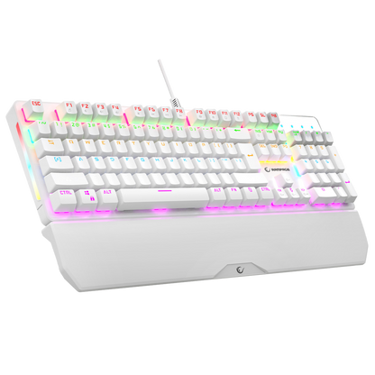 Kb-R86 US Layout English Rainbow Blue Switch Mekanik Oyuncu Klavyesi-Beyaz