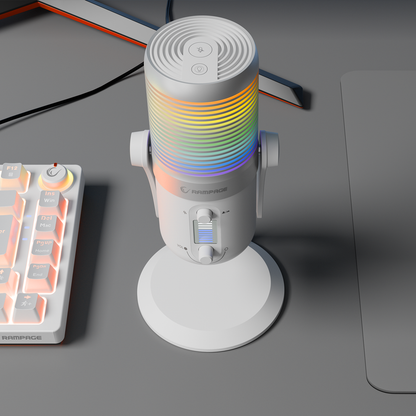 Diyez RGB Ses Göstergeli Masaüstü Mikrofon-Beyaz