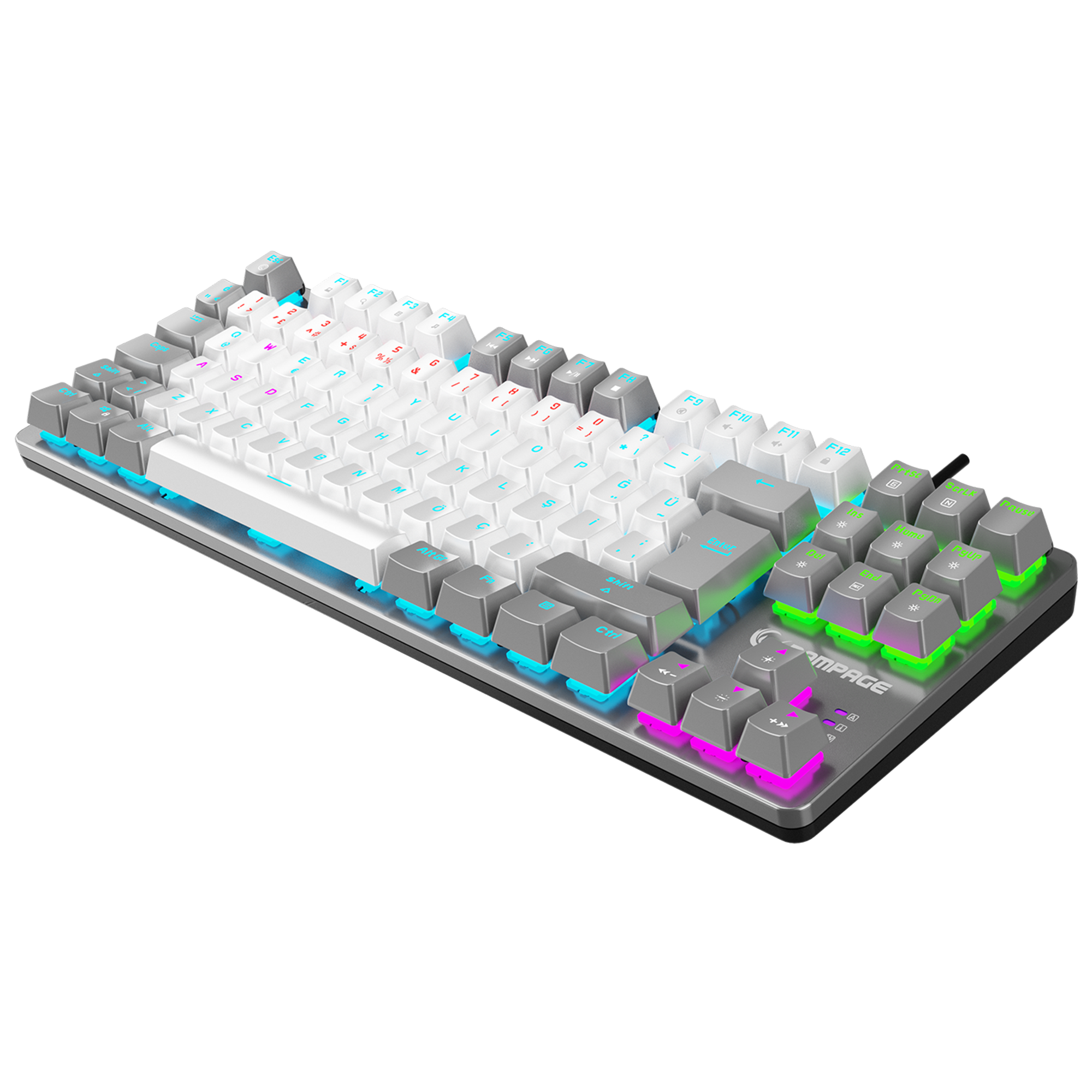 Snug K14 Rainbow TKL Blue Switch Mechanical Gaming Keyboard - White/Gray